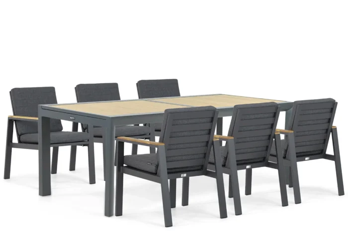 Lifestyle Garden Furniture Marietta/Rosarno 214/273 cm dining tuinset 7-delig - Grijs-antraciet