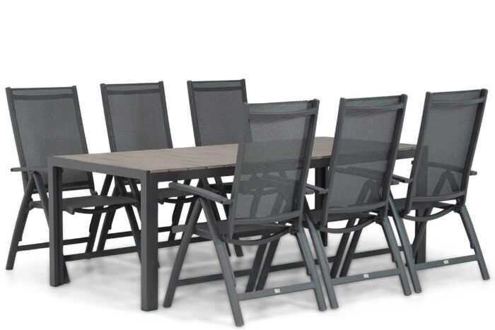 Presto Vasto/Young 217 cm dining tuinset 7-delig – Grijs-antraciet