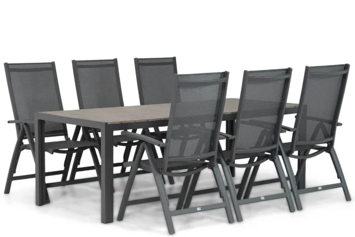 Presto Vasto/Young 217 cm dining tuinset 7-delig - Grijs-antraciet