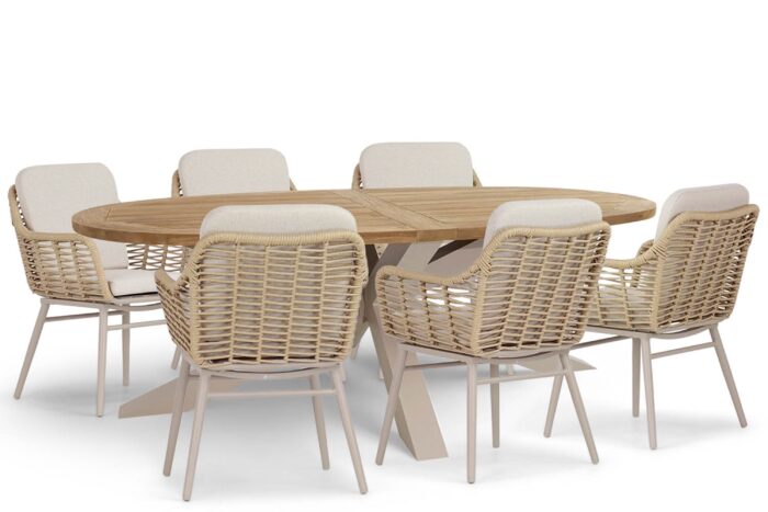 Coco Antoni/Brookline 240 cm dining tuinset 7-delig – Taupe-naturel-bruin
