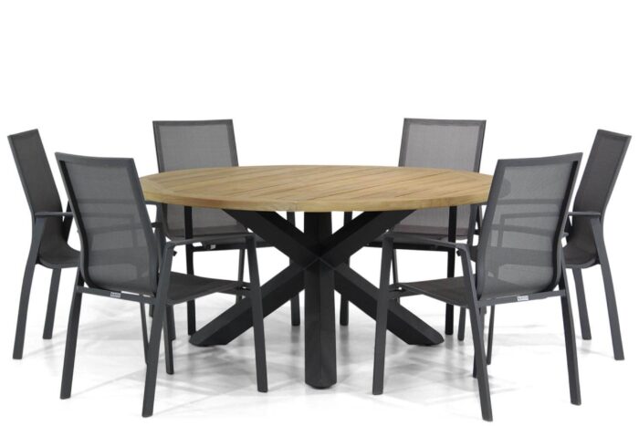 Lifestyle Garden Furniture Ultimate/Rockville 160 cm rond dining tuinset 7-delig – Grijs-antraciet