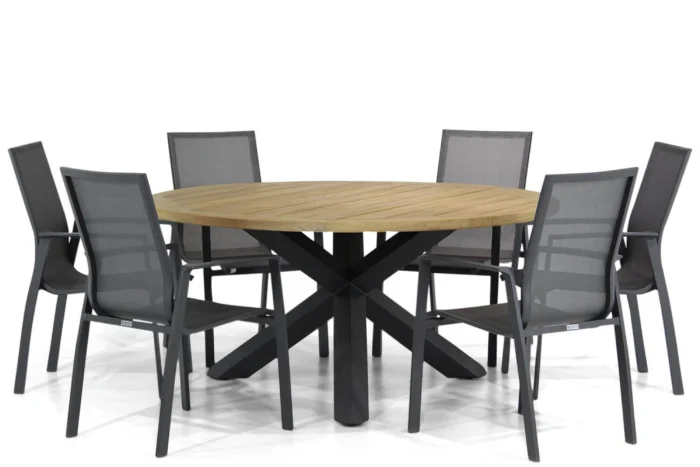Lifestyle Garden Furniture Ultimate/Rockville 160 cm rond dining tuinset 7-delig - Grijs-antraciet