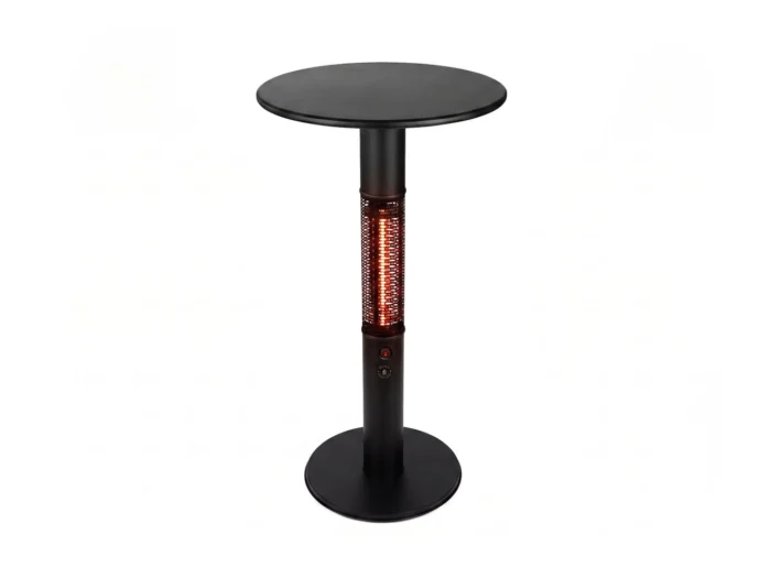 Monti HeatLine + 15% kassakorting | Vibe bartafel met terrasverwarmer 1500W ø60cm (h: 110cm) - Zwart