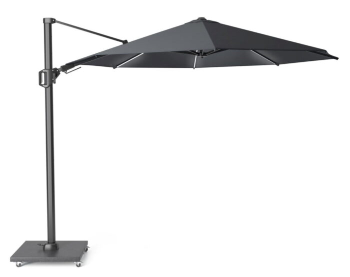 Platinum Zweefparasol Challenger T2 Glow dia. 350 cm antraciet zonwering – zwart