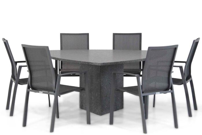 Lifestyle Garden Furniture Ultimate/Graniet 170 cm triangel dining tuinset 7-delig – Grijs-antraciet