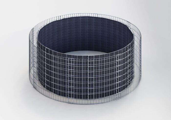 Gabiona Deutschland Rond verhoogd bed, buitendiameter 232 cm, hoogte 80 cm, maaswijdte 5 x 10 cm, wanddikte 15 cm