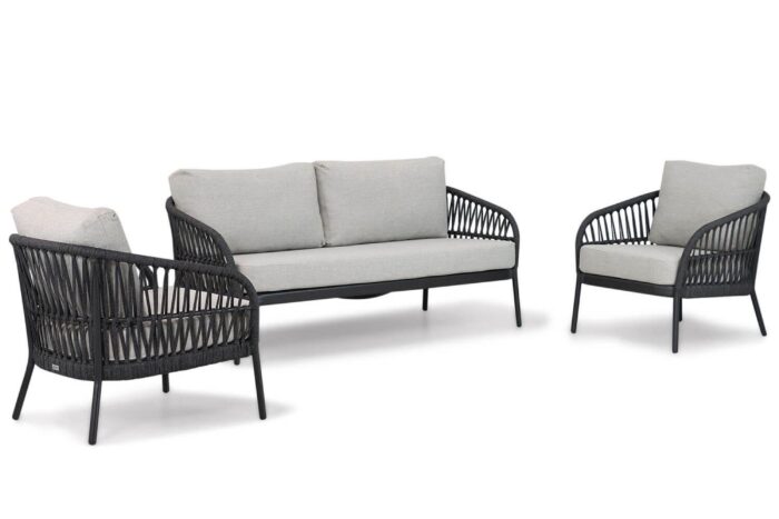 Coco Puerto stoel-bank loungeset 3-delig – Grijs-antraciet