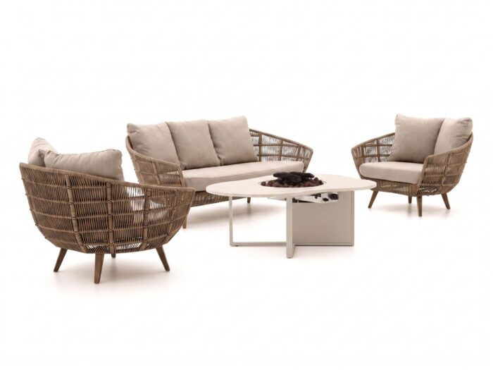 Intenso Furniture + 10% kassakorting | Intenso Stila/Cosiloft Novi stoel-bank loungeset met vuurtafel 4-delig