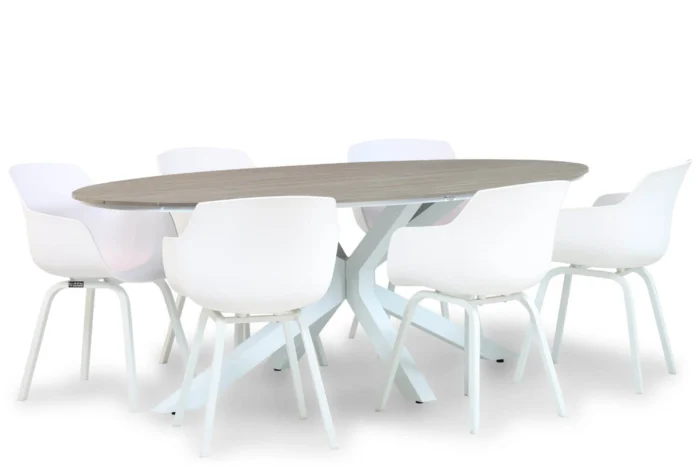 Lifestyle Garden Furniture Salina/Panama 220 cm dining tuinset 7-delig - Wit