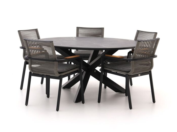 Bellagio tuinmeubelen Bellagio Marudo/Lodola ø 150cm dining tuinset 6-delig stapelbaar Laagste prijsgarantie! – Zwart
