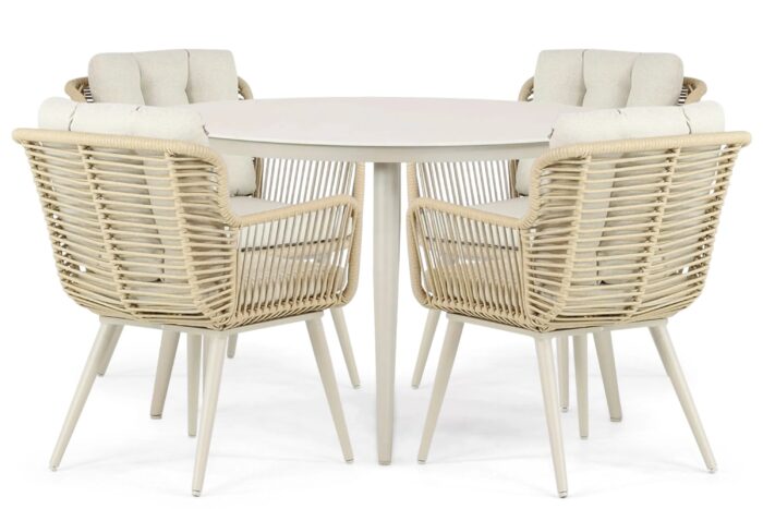 Coco Custa/Vienna 120 cm dining tuinset 5-delig – Taupe-naturel-bruin