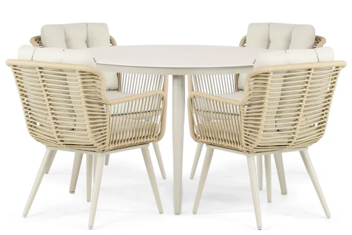 Coco Custa/Vienna 120 cm dining tuinset 5-delig - Taupe-naturel-bruin