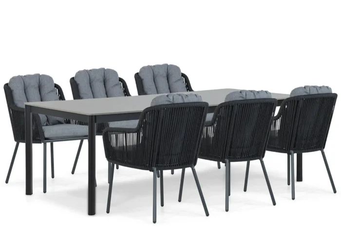 Santika Furniture Tendenza/Como 220 cm dining tuinset 7-delig - Grijs-antraciet