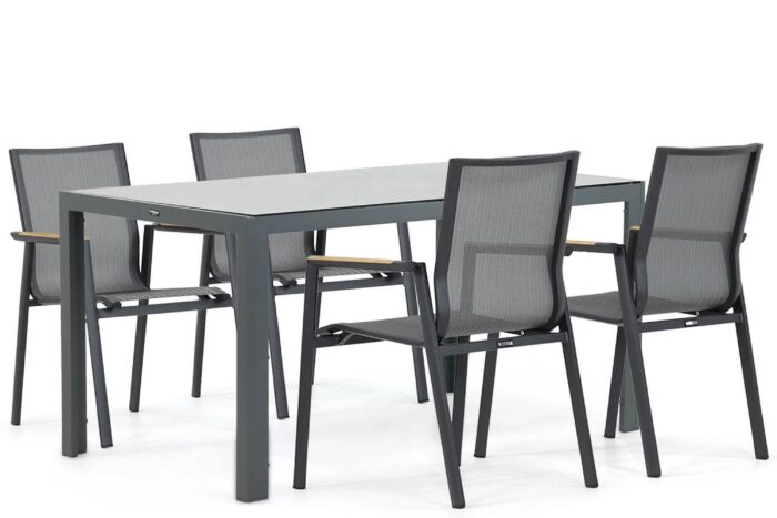 Lifestyle Garden Furniture Fiora/Venustas 150 cm dining tuinset 5-delig – Grijs-antraciet
