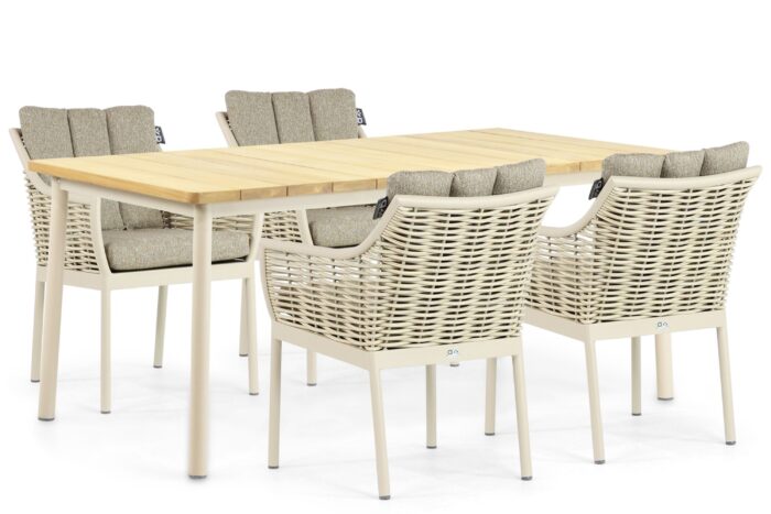 Apple Bee Milou/Milou 180 cm dining tuinset 5-delig – Taupe-naturel-bruin