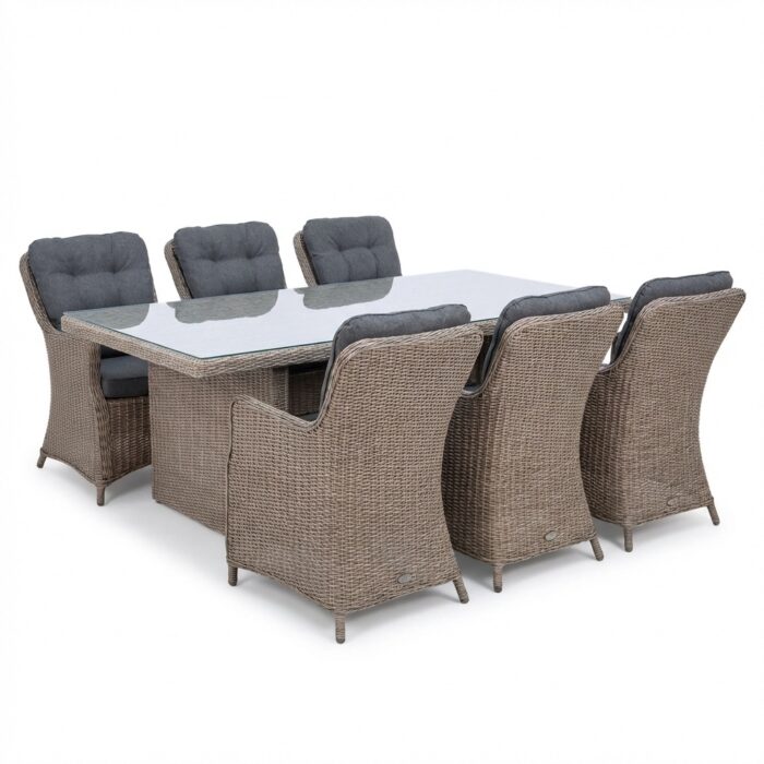 Denza Furniture Jones/Madrid Ash Grey dining tuinset | 6 personen | wicker | 200cm