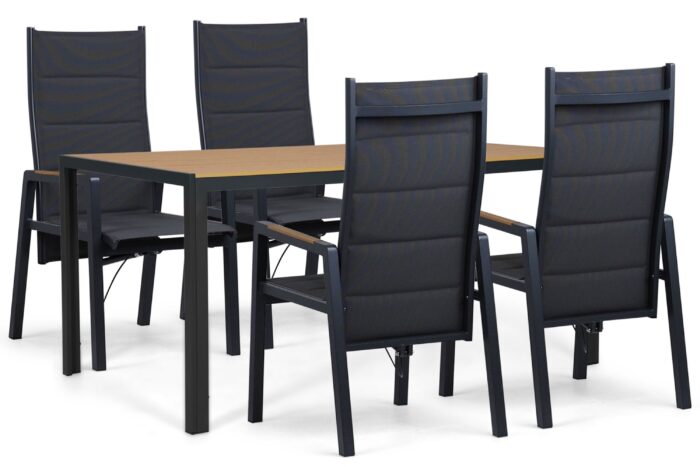 Lifestyle Garden Furniture Essence/Creta 160×90 cm dining tuinset 5-delig – Grijs-antraciet