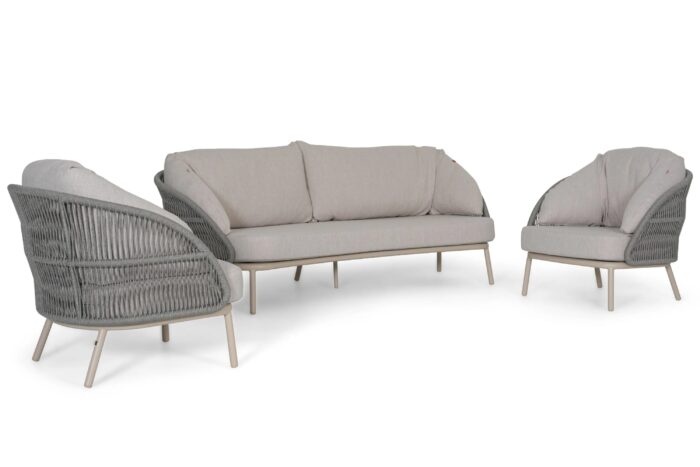 Santika Furniture Pebble stoel-bank loungeset 3 delig – Zand/Beige