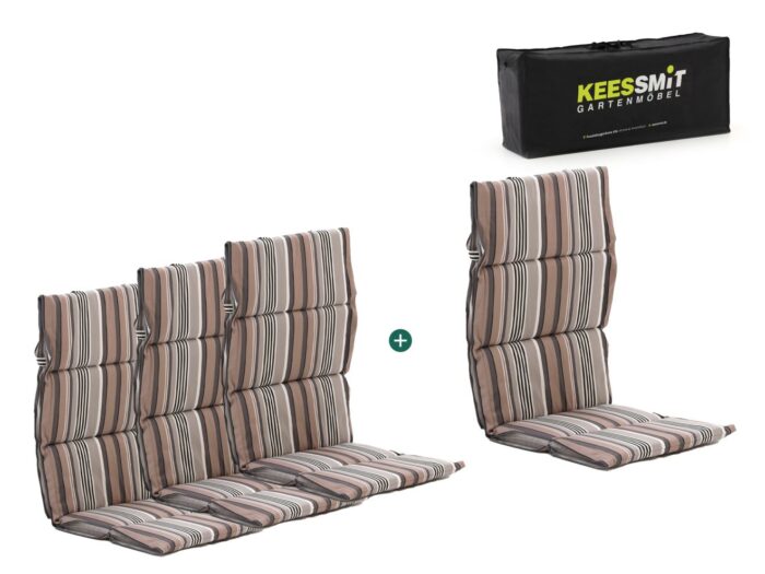 Kees Smit Collectie Madison Fiber hoog tuinkussen set van 4 Laagste prijsgarantie! – Grijs