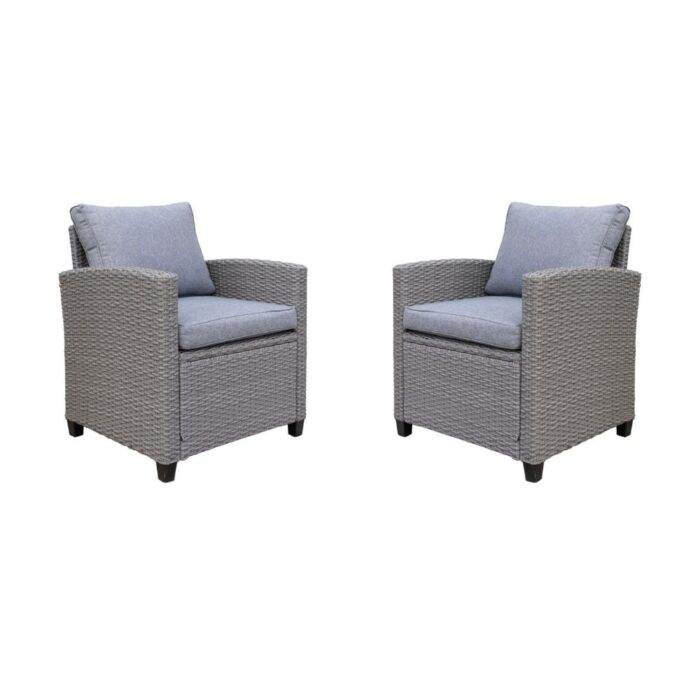 Denza Furniture Stockholm loungestoel tuin set van 2 | wicker | grijs