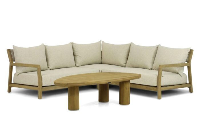 Santika Furniture Suka/Riah 135 cm hoek loungeset 4-delig – Old teak greywash