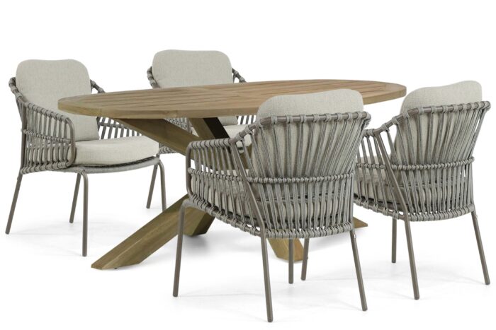 4 Seasons Outdoor Capalbio/Boston 200 cm dining tuinset 5-delig – Taupe-naturel-bruin