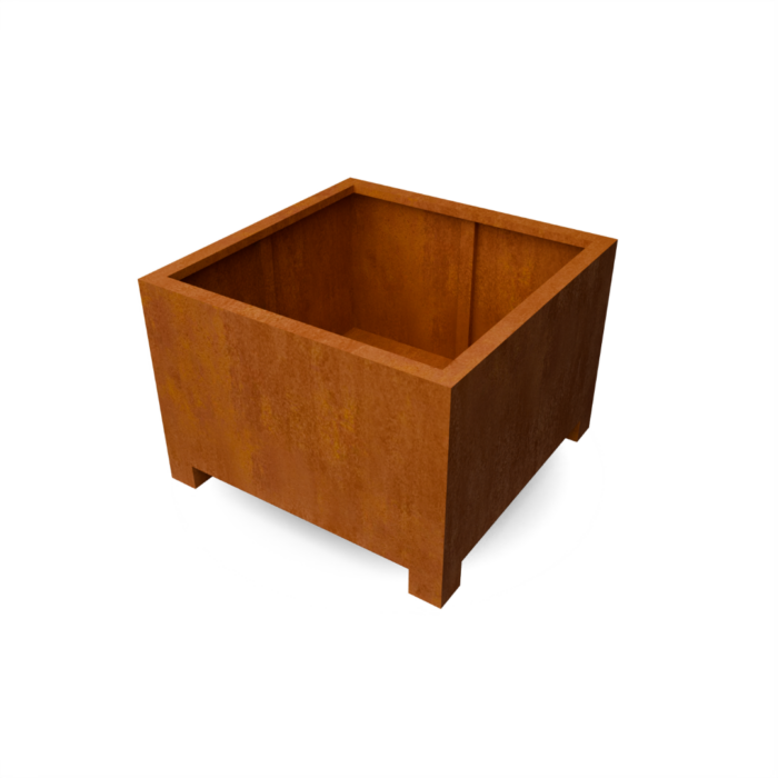 Geroba Artesa plantenbak cortenstaal met 10 cm poten L100 x B100 x H70 cm – bruin