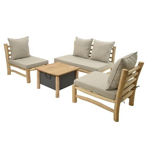 Buitengewoon de boet Havana loungeset teak tuinmeubel – natuurlijk