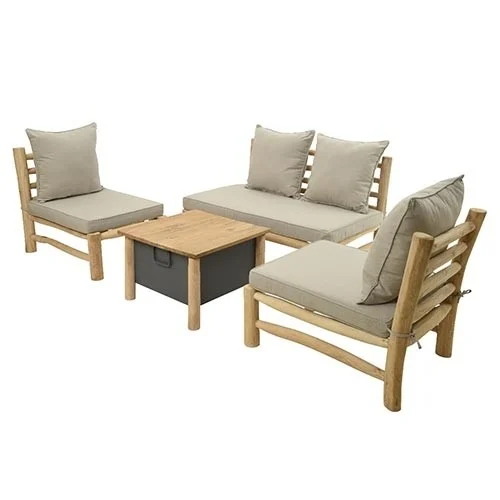 Buitengewoon de boet Havana loungeset teak tuinmeubel - natuurlijk