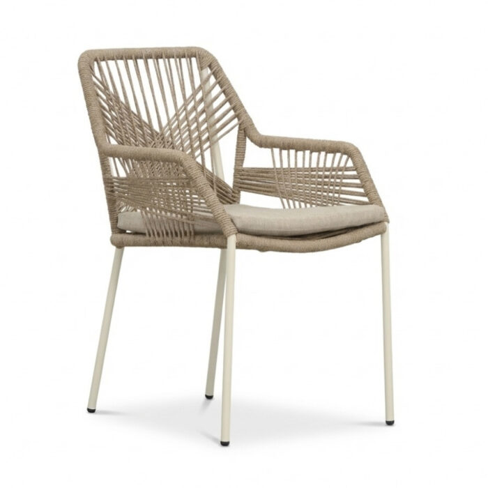 BUITEN living Seville dining tuinstoel | touw + staal | beige
