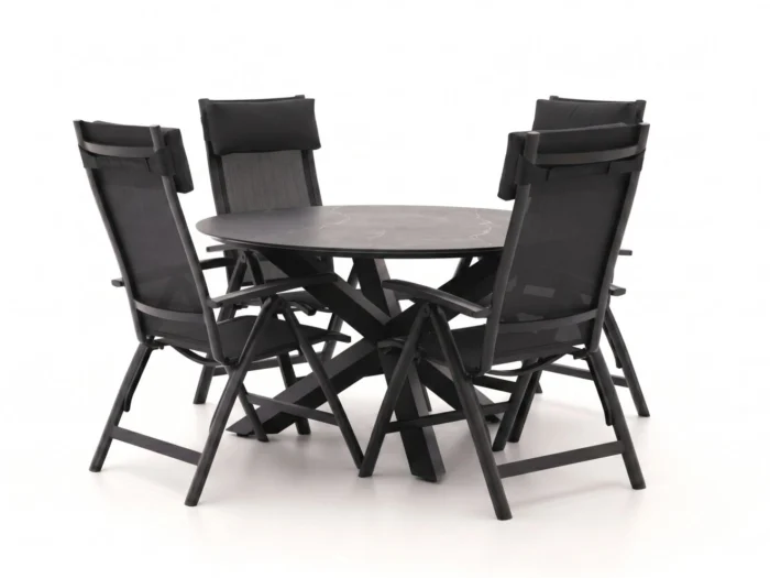 Bellagio tuinmeubelen Lugo/Lodola ø 130cm dining tuinset 5-delig verstelbaar - Grijs