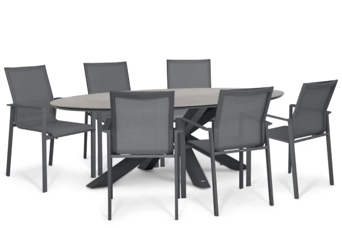 Lifestyle Garden Furniture Timo/Lunea 240x120 cm dining tuinset 7-delig - Grijs-antraciet