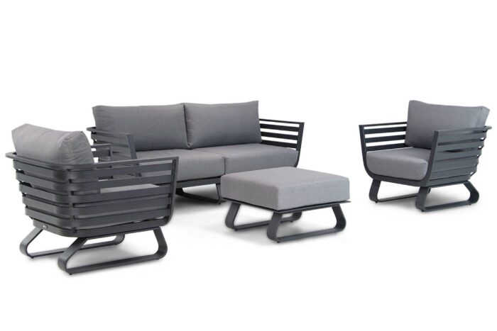 Santika Furniture Sovita stoel-bank loungeset 5-delig antraciet – Grijs-antraciet