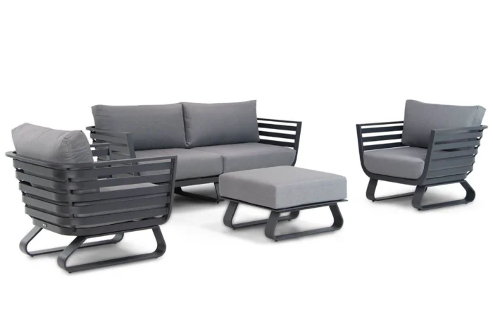 Santika Furniture Sovita stoel-bank loungeset 5-delig antraciet - Grijs-antraciet
