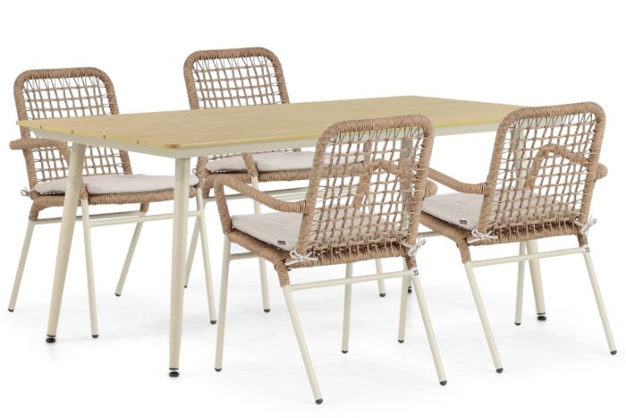 De Laan Projects Laan Catalone/Matale 180 cm dining tuinset 5-delig – Taupe-naturel-bruin
