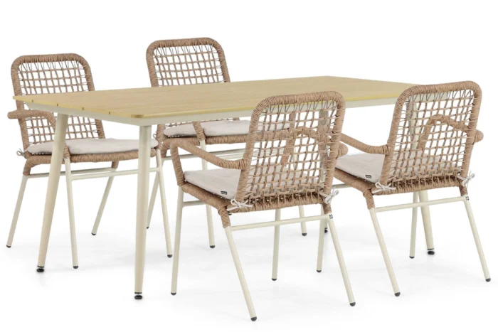 De Laan Projects Laan Catalone/Matale 180 cm dining tuinset 5-delig - Taupe-naturel-bruin