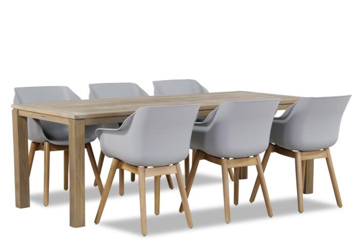Hartman Sophie teak/Bristol 220 cm dining tuinset 7-delig – Grijs-antraciet