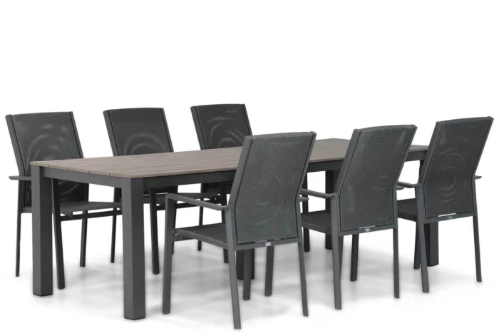 Presto Ricadi/Valley 240 cm dining tuinset 7-delig - Grijs-antraciet