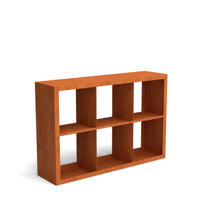 Geroba Egura cortenstaal houtopslag onderverdeling 6 vakken 1500x385x1000 mm – bruin