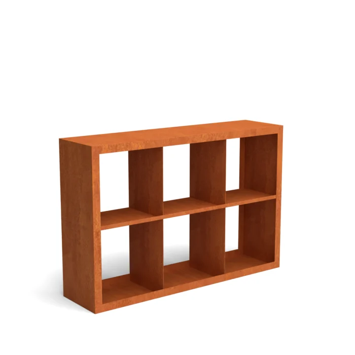 Geroba Egura cortenstaal houtopslag onderverdeling 6 vakken 1500x385x1000 mm - bruin