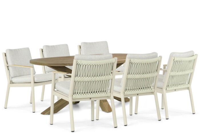 Coco Sevilla/Boston 240 cm dining tuinset 7-delig – Taupe-naturel-bruin