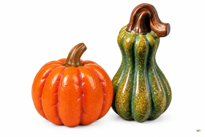 Warentuin Collection Outlet U: Keramieken pompoentjes decoratie set van 2