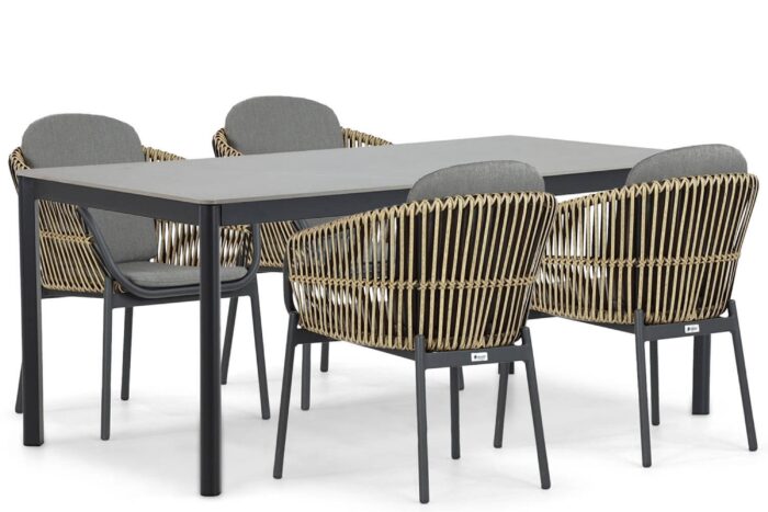 Coco Nathan/Como 180 cm dining tuinset 5-delig – Taupe-naturel-bruin