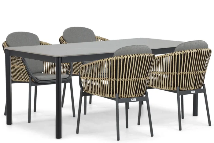 Coco Nathan/Como 180 cm dining tuinset 5-delig - Taupe-naturel-bruin