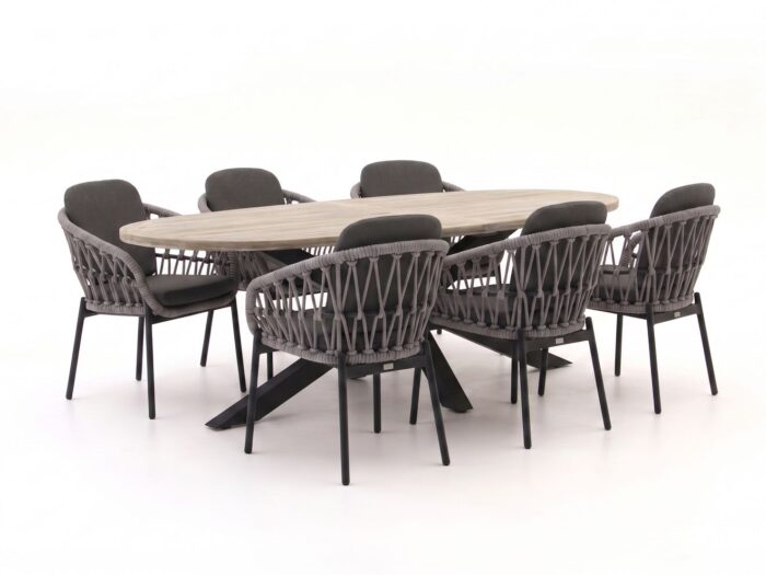 Bellagio tuinmeubelen Bellagio Cupello/ROUGH-Y Ellips 200cm dining tuinset 7-delig Laagste prijsgarantie!