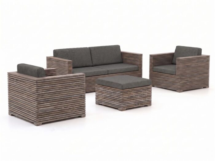 ROUGH Furniture ROUGH-C stoel-bank loungeset 4-delig Laagste prijsgarantie! – Grijs