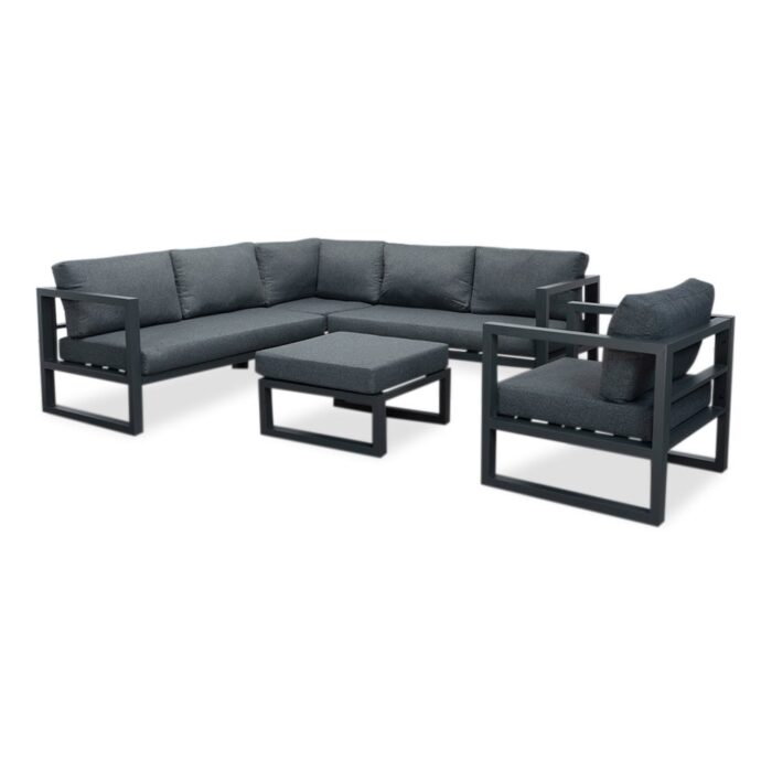 LUX outdoor living Cordoba hoek loungeset met stoel 6 personen | aluminium | antraciet | 5-delig 228x228cm