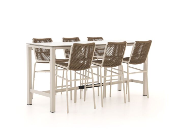 Bellagio tuinmeubelen Caronia/Trecenta 225cm barset 7-delig stapelbaar – Wit