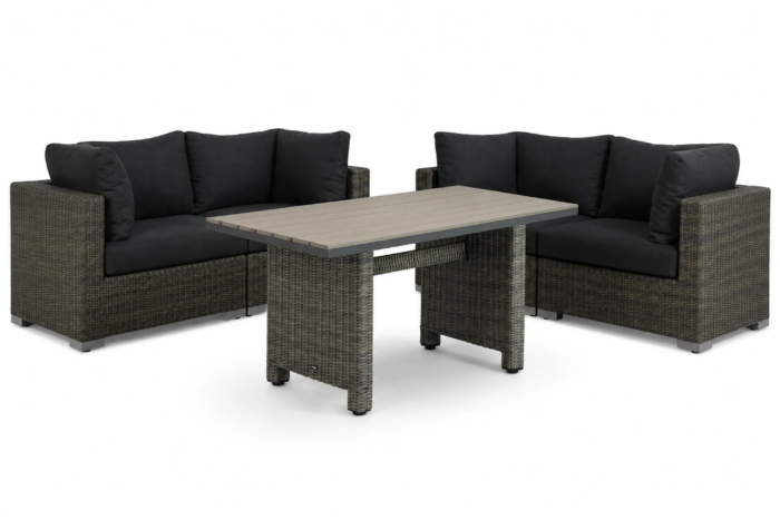 Garden Collections Toronto/Lusso dining loungeset 5-delig – Taupe-naturel-bruin