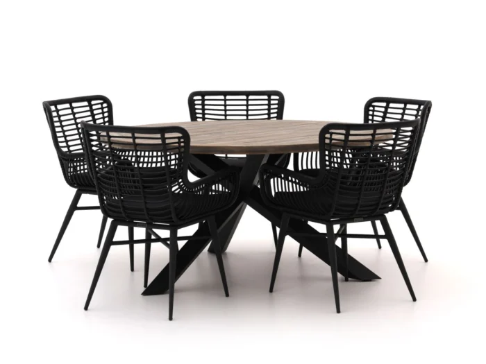 Intenso Furniture Asti/Rough-Y Ø150cm dining tuinset 6-delig - Grijs